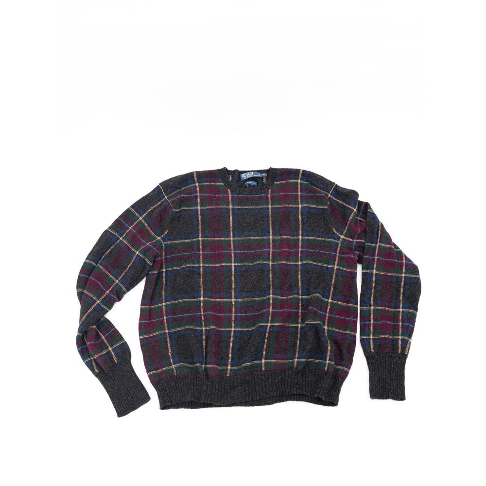 Polo Ralph Lauren Mens XXL Vintage Sweater Plaid 100% Lambswool Knit